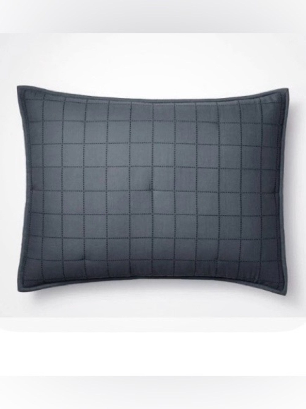 2 King Grid Stitch Cotton Quilt Sham Blue/Navy Threshold with Studio McGee set